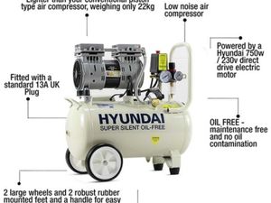 Hyundai 24L Silent Air Compressor (5.2CFM/100psi) - Image 2