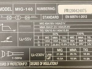 Pacini 140amp flux cored MIG welder - Image 3