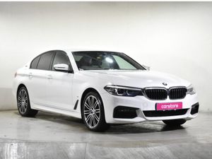 BMW 5-Series Saloon, Petrol Hybrid, 2019, White