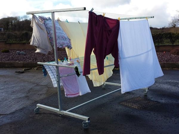 Galvanised mobile cover clothes lines on wheels