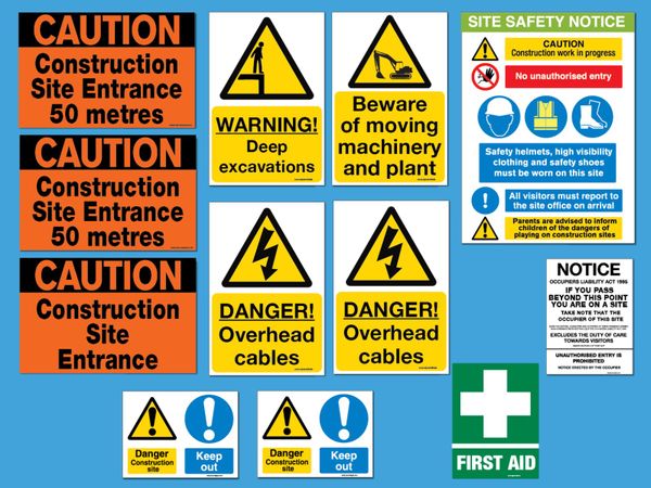 Building Safety Sign Pack 12 signs for 120