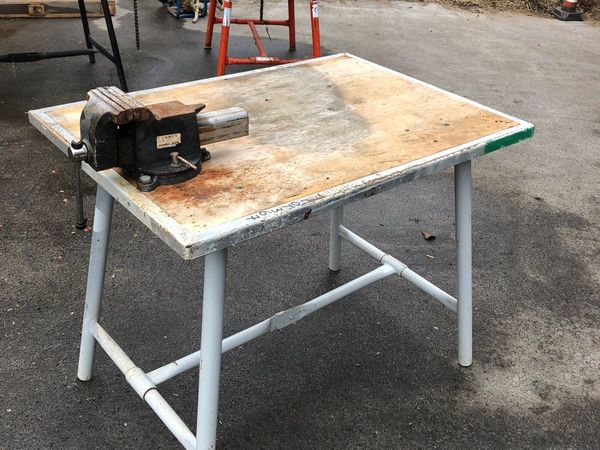 Plumbers work table  with large vice
