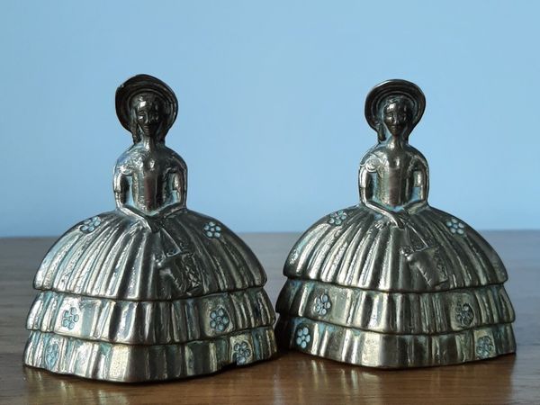 Vintage Pair of "Crinoline" Lady Brass Bells