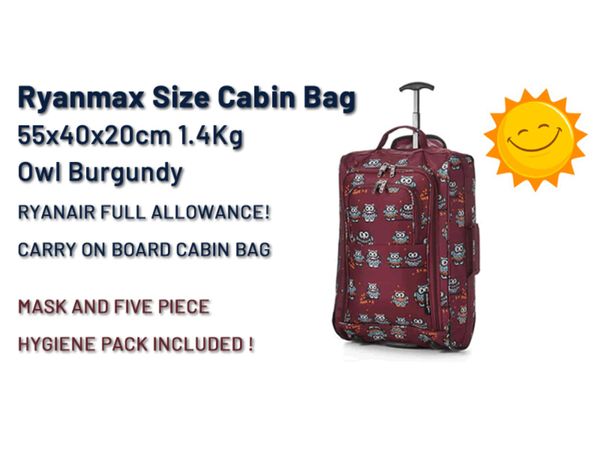 Ryanmax Cabin Bag 55x40x20cm 1.4Kg Burgundy Owl