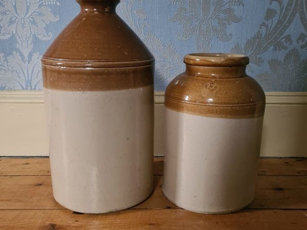 2 very large vintage Salt Glazed Stoneware vessels