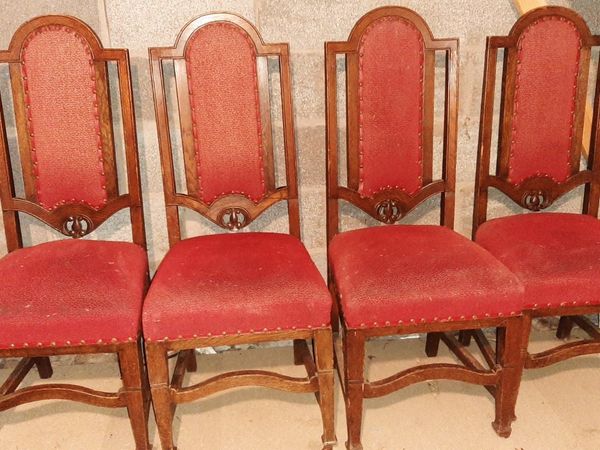 Antique- Victorian Oak dining chairs (4)