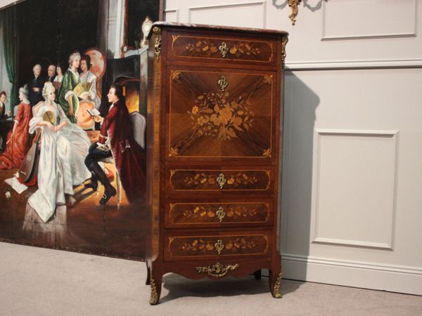French rosewood secretary with marble top
