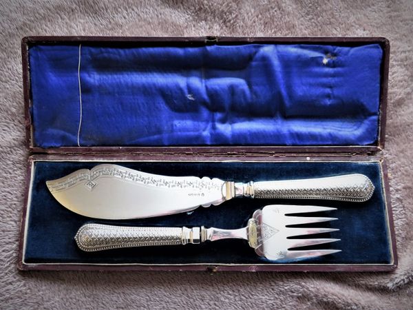 Antique Silver-Plated Fish Servers