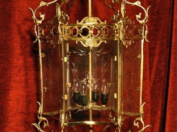 Very large antique style brass lantern