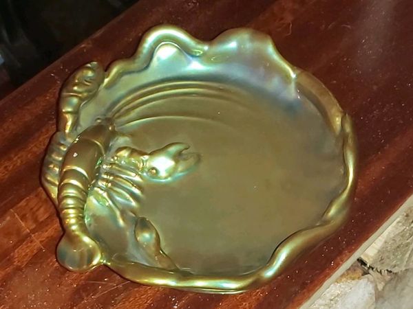 Antique rare Zsolnay lobster eozin plate