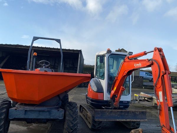 3 ton digger and 3 ton swivel dumper with trailer