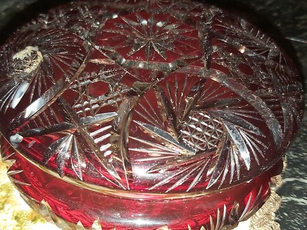 Bohemian antique handcut crystal box
