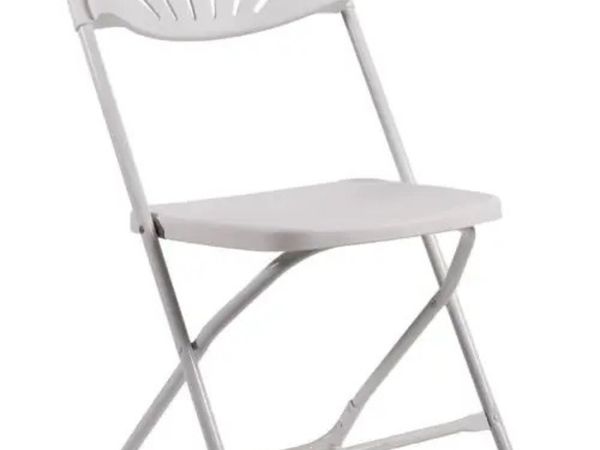 New White Fan Back Folding Chairs