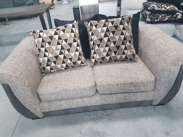 2 seater brown fabric sofa