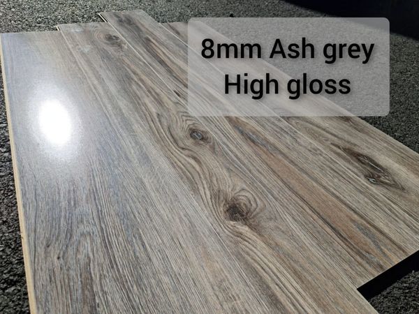 ASH grey 8mm click flooring  - V-groove - high gloss