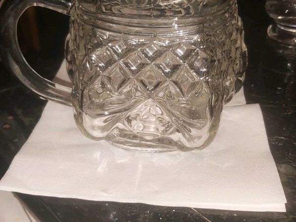 Pentagon shaped pressed glass jug 1950s