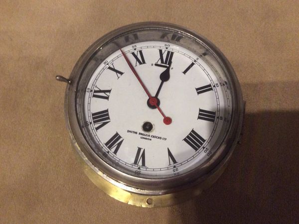 SMITHS 23cm SOLID BRASS SHIPS clock.