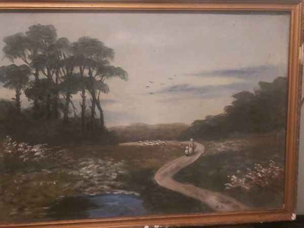 Antique oil painting on canvas NOT PRINT!