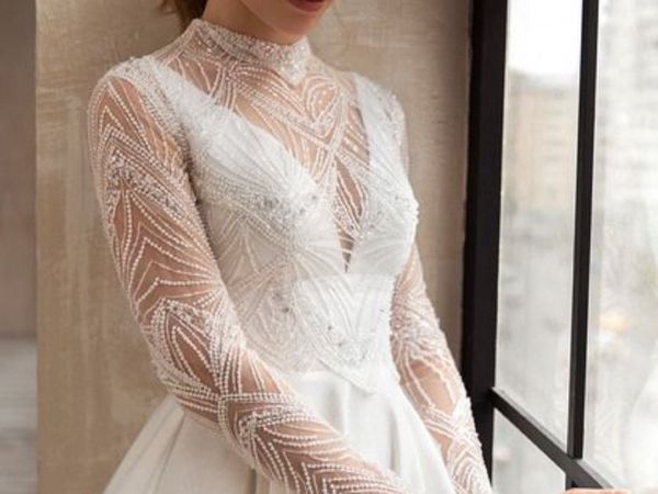 Classic A-Line Wedding Dress with Hand Beaded Top