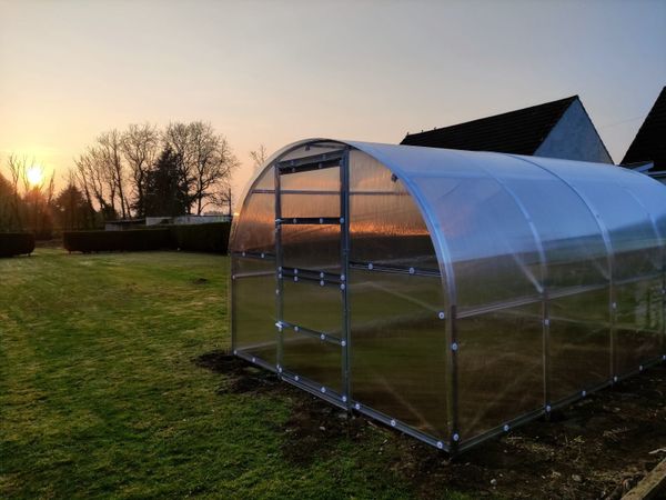 Polycarbonate greenhouse, stronger than polytunnel