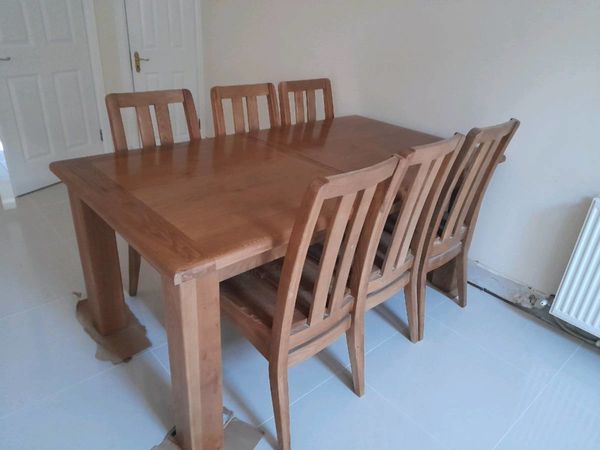 Solid Oak Extendable Table With 6, Oregon Pine Dining Room Table And Chairs Set Of 6