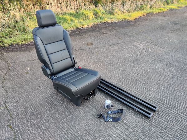 Leather Seats With Seat Belt and Floor Rails Crew Cab Camper Conversion