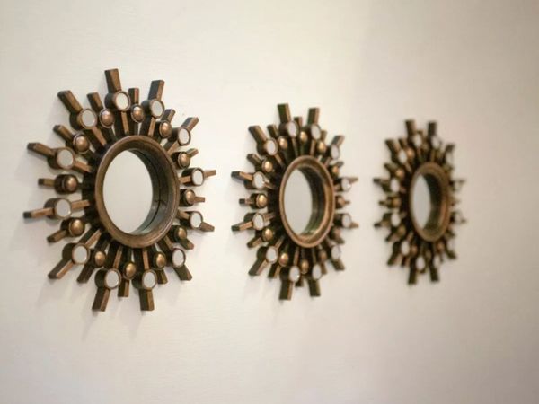 Set of 3 Sunburst Aztec Bronze Effect Mirrors