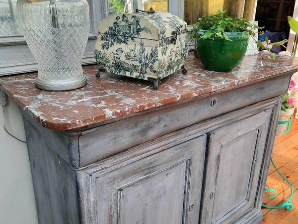 French antique marble topped cupboard