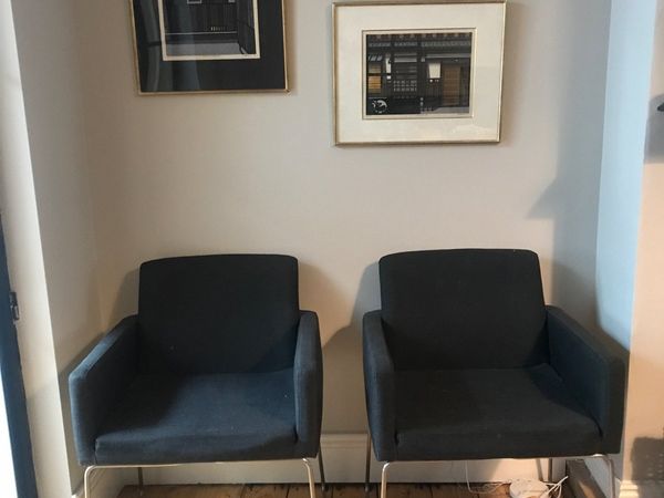 2 x BoConcept dark grey carver dining chairs