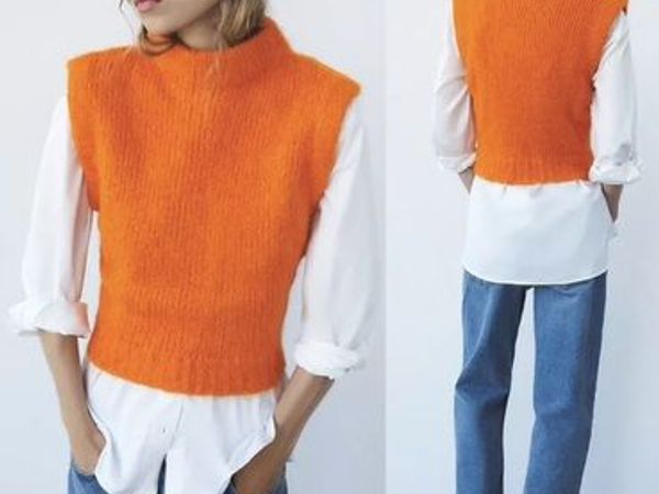 Brand new Zara wool & Alpaca blend Orange knitted vest/tank top