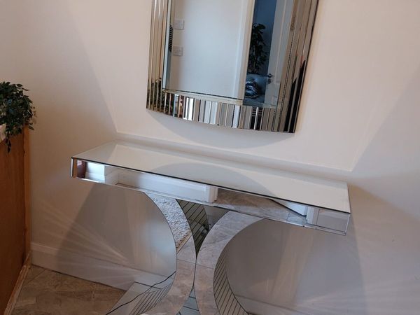 Glass Console Table With Mirror 5 037, Console Table And Mirror Set Ireland