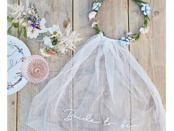 Bride to be sash and Floral Crown Veil