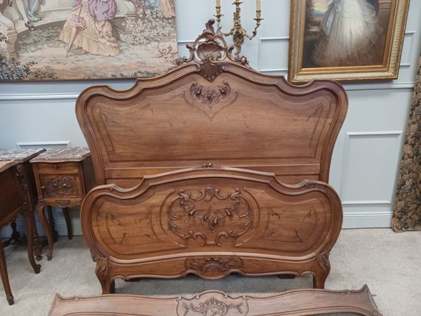 Original antique French walnut bed Louis XV