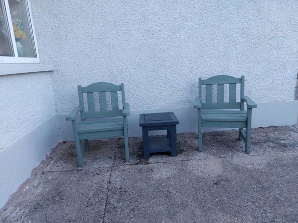 2 solid wood garden chairs