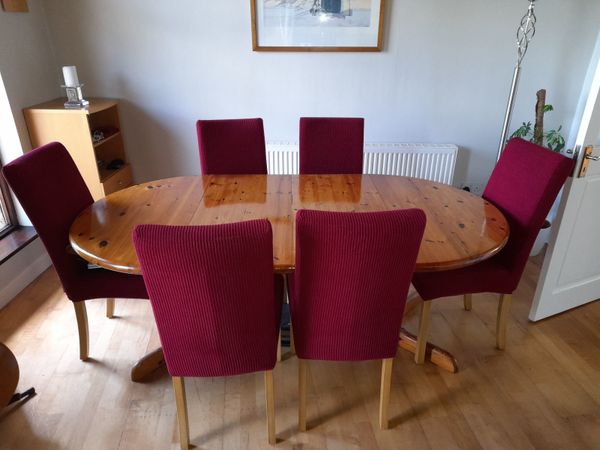 Solid Pine Dining Table And 6 Chairs, Pine Kitchen Table Chairs