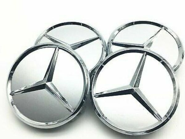 Mercedes Benz 75mm Alloy Wheel Centre Caps (Set of 4)