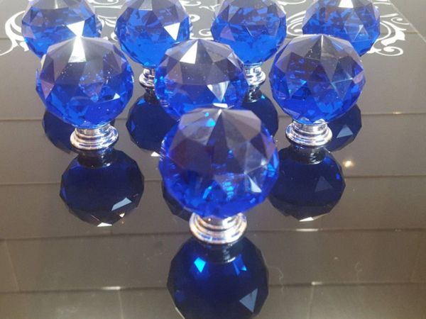 NEW Blue 37 x 40mm Glass Knobs - FREE Delivery👌