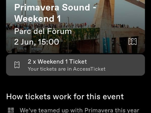 Primavera Sound 2022: 2 Weekend 1 Tickets selling two tickets for €400: June 2nd
