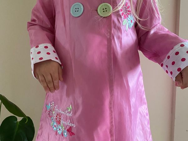 Girl Pink Raincoat - Embroidered jacket  2 years