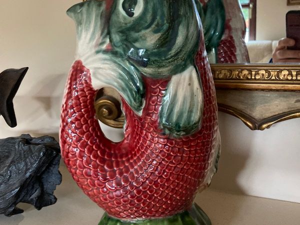 Oversized Glazed Ceramic Gurgle fish jug  1930s