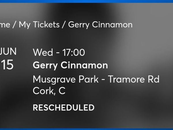 2x Gerry Cinnamon Tickets Cork