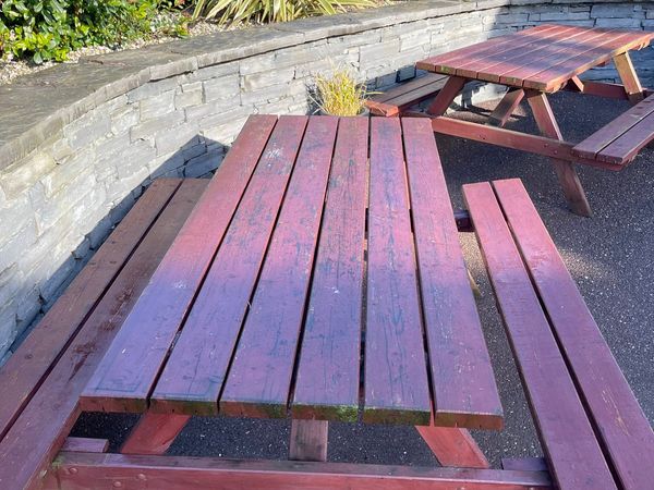 Matching Pair Of 6 Seater Sturdy Garden Benches
