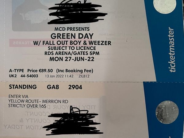 2 Green Day/Fallout Boy/Weezer tickets Marley Park