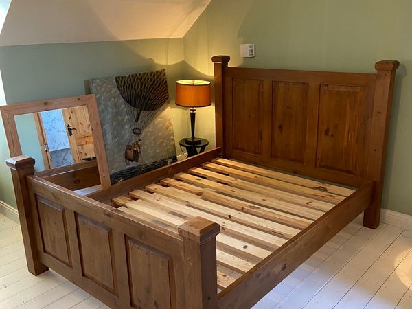 Bed Solid Wood Dark Oak Stain Finish
