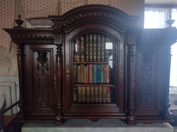19th Century Oak Display Cabinet / Bookcase