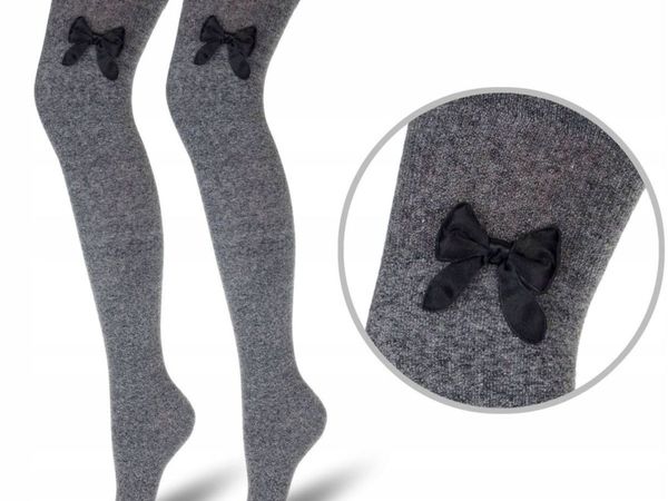 WOMEN'S cotton thigh highs with a BOW