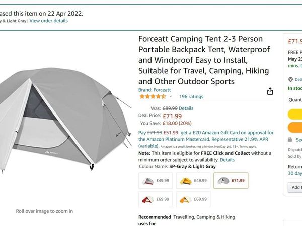 camping tent 3/4 person