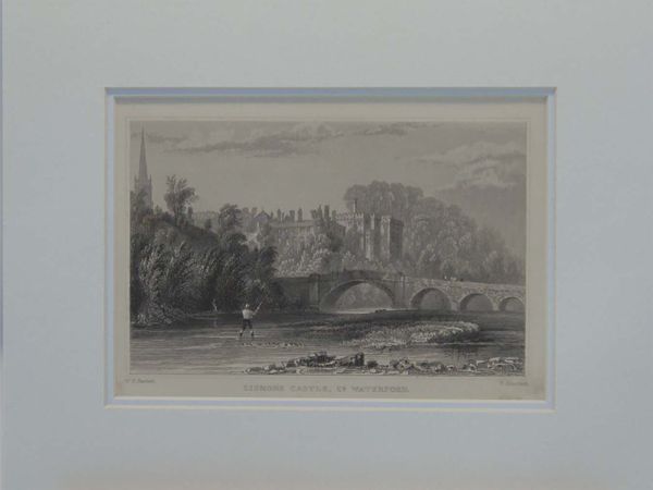 Lismore Castle County Waterford 1832 Antique Print
