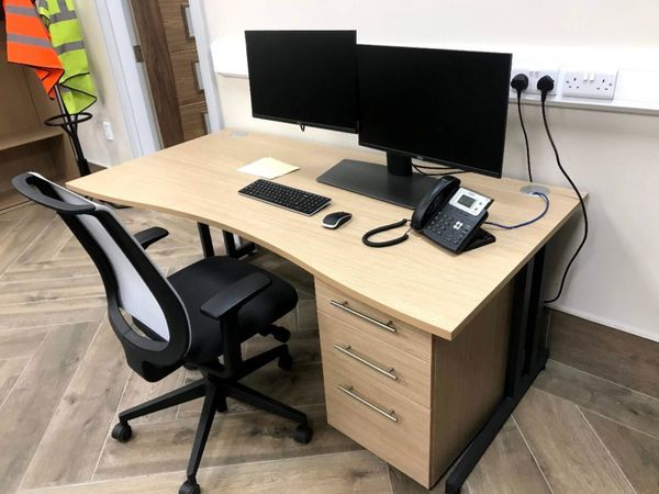 Double Wave Desk and Drawer Unit