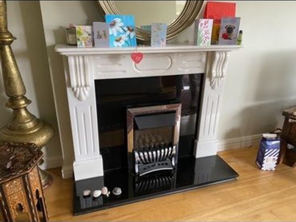 marble fireplace and gas fire